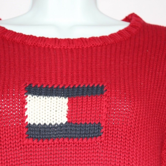SOLD Tommy Hilfiger Sweater Vintage (?) Logo Red - Picture 2 of 5